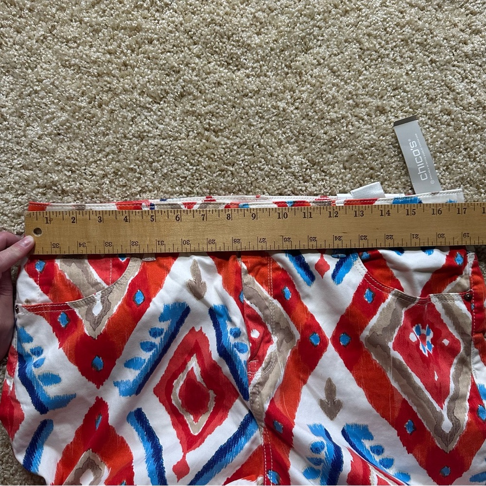 Chico’s Ikat Print Slim Crop Pants Red Blue White‎ Women’s Size 2 (US 12) - Picture 5 of 7